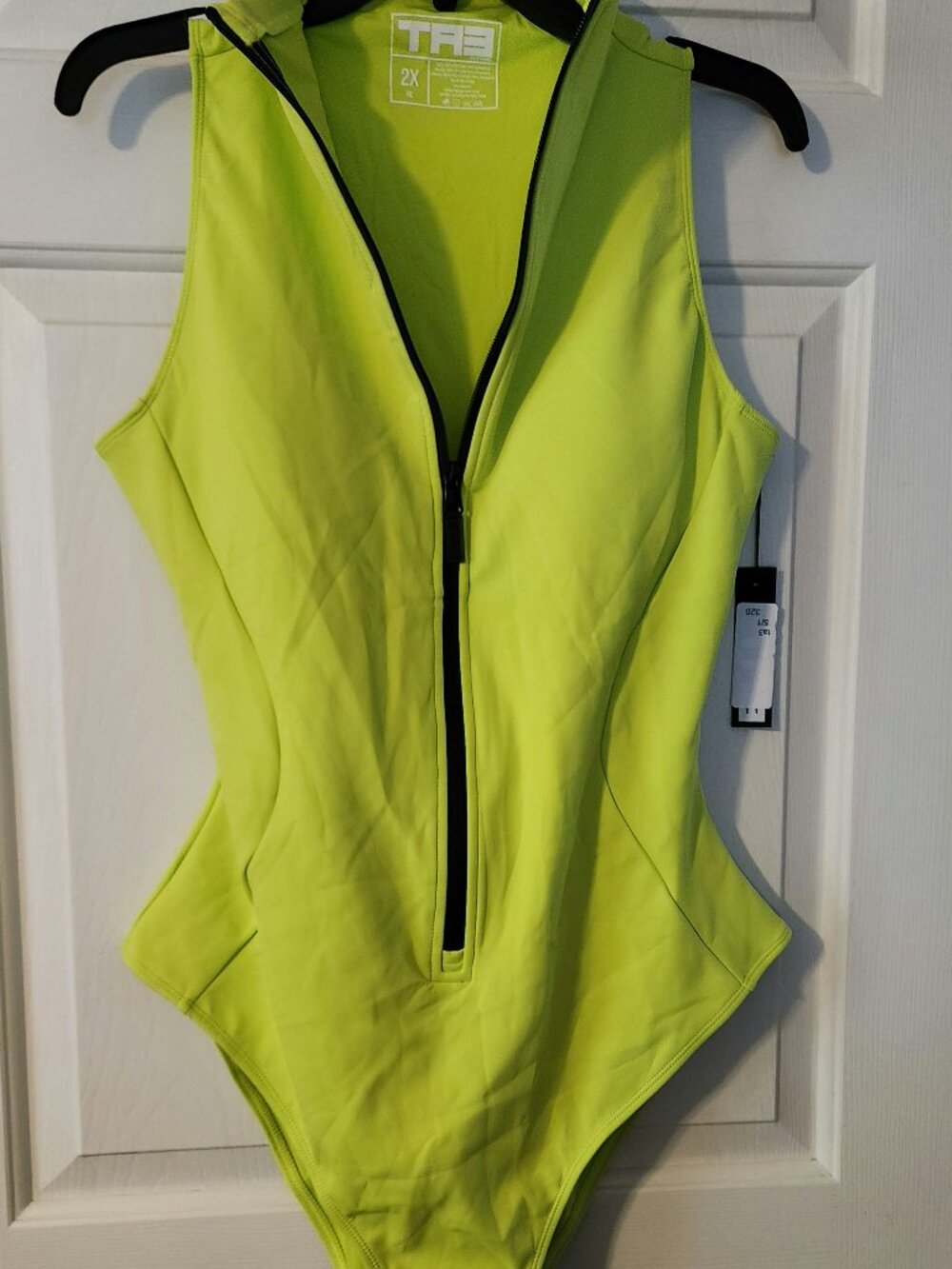 TA3 2X Acid green/yellow Surfy zip up shaping swimsuit